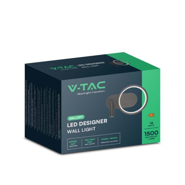 Απλίκα Κρεβατιού LED 14W με Αναγνώστη Μαύρο V-TAC Φυσικό Λευκό 4000K – 14980