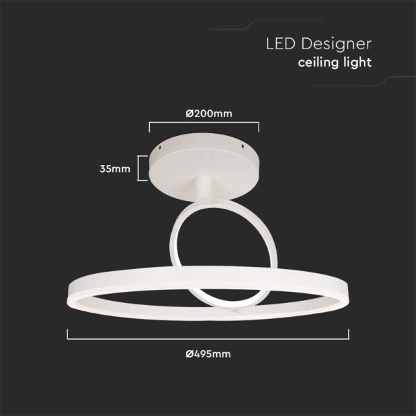 Φωτιστικό Οροφής LED 38W Λευκό V-TAC 4000lm Θερμό Λευκό 3000K – 14984