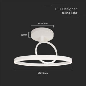 LED φωτιστικό οροφής Designer 37W 4000Κ φυσικό λευκό με λευκό σώμα V-TAC – 14985