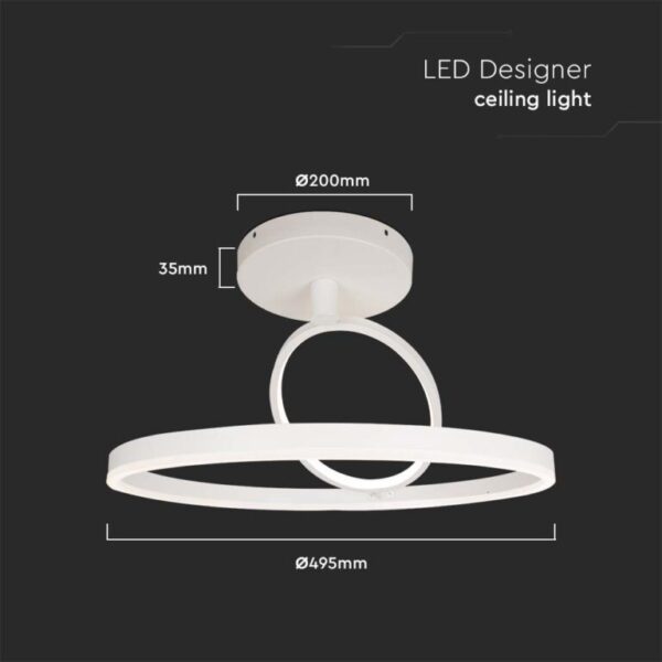 LED φωτιστικό οροφής Designer 37W 4000Κ φυσικό λευκό με λευκό σώμα V-TAC – 14985