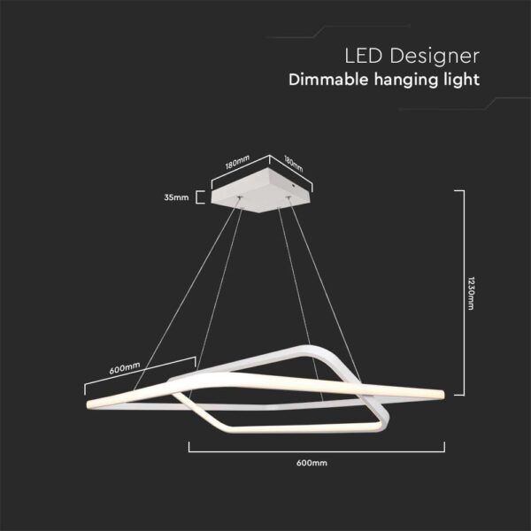 Κρεμαστό LED Φωτιστικό 50W Dimmable Λευκό V-TAC 5150lm Φυσικό Λευκό 4000K – 14989