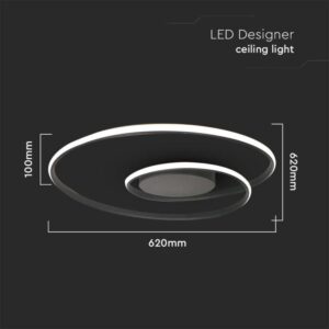 LED φωτιστικό οροφής Designer 48W 4000K φυσικό λευκό με μαύρο σώμα dimmable V-TAC – 14991