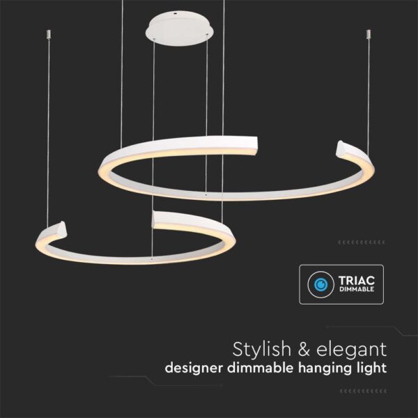 Κρεμαστό Φωτιστικό LED 48W Λευκό Triac Dimmable V-TAC 5150lm Θερμό Λευκό 3000K – 14992