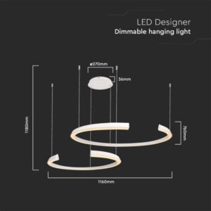 LED κρεμαστό φωτιστικό οροφής Designer 48W 4000K φυσικό λευκό με λευκό σώμα dimmable V-TAC – 14993