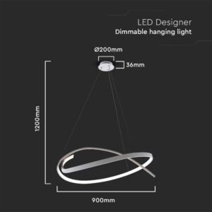 LED κρεμαστό φωτιστικό οροφής Designer 48W 4000K φυσικό λευκό με λευκό σώμα dimmable V-TAC – 14997