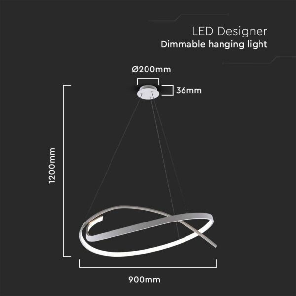 LED κρεμαστό φωτιστικό οροφής Designer 48W 4000K φυσικό λευκό με λευκό σώμα dimmable V-TAC – 14997