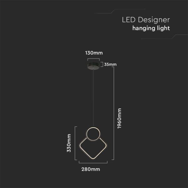 Κρεμαστό LED Φωτιστικό 12W Μαύρο V-TAC 1280lm Φυσικό Λευκό 4000K – 14998