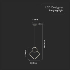 LED κρεμαστό φωτιστικό οροφής Designer 12W 4000K φυσικό λευκό με μαύρο σώμα V-TAC – 14999