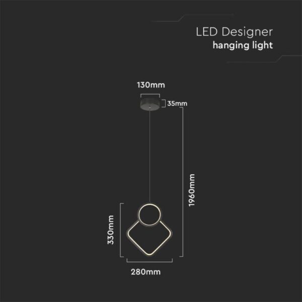LED κρεμαστό φωτιστικό οροφής Designer 12W 4000K φυσικό λευκό με μαύρο σώμα V-TAC – 14999