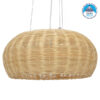GloboStar® DE LA MER 01624 Vintage Κρεμαστό Φωτιστικό Οροφής Τρίφωτο 3 x E27 Καφέ Ξύλινο Bamboo Φ45 x Υ24cm
