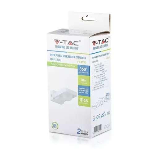 Ανιχνευτής κίνησης/παρουσίας Infrared Max 1000W Λευκός V-TAC – 1500