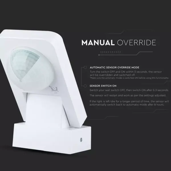 Ανιχνευτής κίνησης/παρουσίας Infrared Max 1000W Λευκός V-TAC – 1500