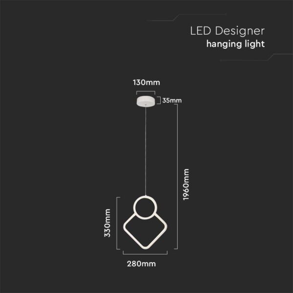 Κρεμαστό LED Φωτιστικό 12W Λευκό V-TAC 1280lm Θερμό Λευκό 3000K – 15000