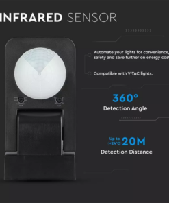 Ανιχνευτής κίνησης/παρουσίας Infrared Max 1000W Μαύρος V-TAC – 15011