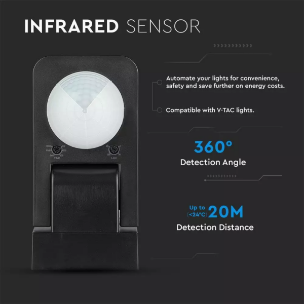 Ανιχνευτής κίνησης/παρουσίας Infrared Max 1000W Μαύρος V-TAC – 15011