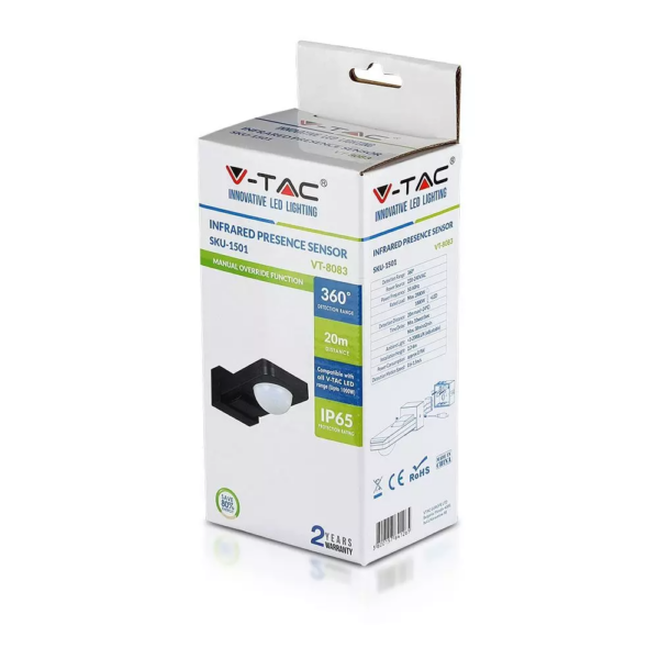 Ανιχνευτής κίνησης/παρουσίας Infrared Max 1000W Μαύρος V-TAC – 15011
