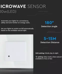 Ανιχνευτής κίνησης χωνευτός Microwave Max 300W LED Λευκός V-TAC – 15021