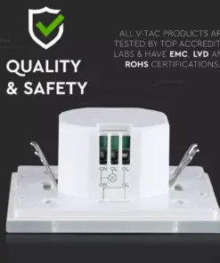 Ανιχνευτής κίνησης χωνευτός Microwave Max 300W LED Λευκός V-TAC – 15021