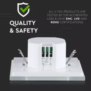 Ανιχνευτής κίνησης χωνευτός Microwave Max 300W LED Λευκός V-TAC – 15021