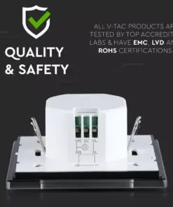 Ανιχνευτής κίνησης χωνευτός Microwave Max 300W LED Μαύρος V-TAC – 15031