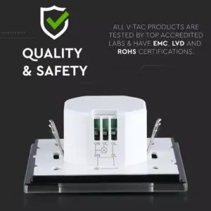 Ανιχνευτής κίνησης χωνευτός Microwave Max 300W LED Μαύρος V-TAC – 15031