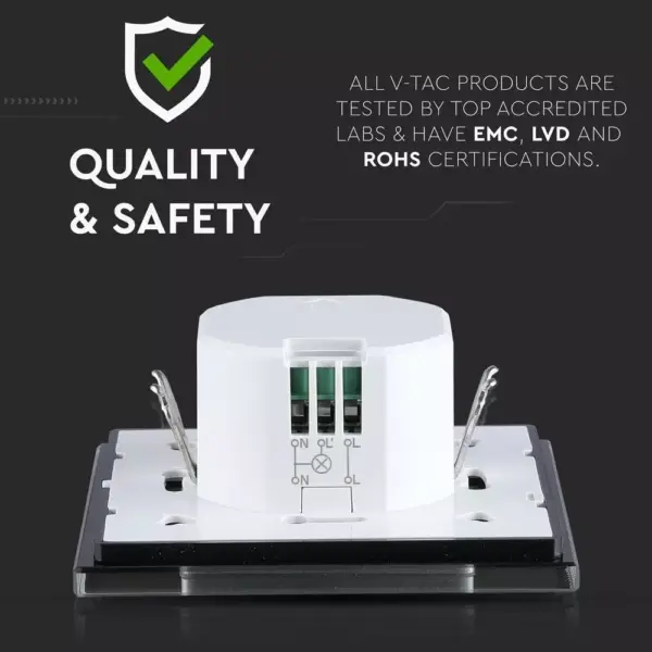 Ανιχνευτής κίνησης χωνευτός Microwave Max 300W LED Μαύρος V-TAC – 15031