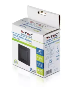 Ανιχνευτής κίνησης χωνευτός Microwave Max 300W LED Μαύρος V-TAC – 15031