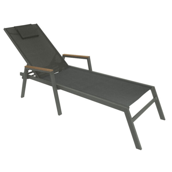 Deckchair with arms Koby pakoworld aluminium-textilene anthracite 152-000014