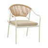 Armchair Jerqui pakoworld wicker rattan natural-metal bege legs-black cushion  60x64x78cm 152-000019