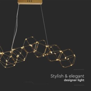 Κρεμαστό Φωτιστικό οροφής LED 28W 3000K Xρυσoύ Χρώματος V-TAC – 15339