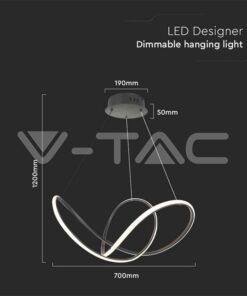 Κρεμαστό φωτιστικό οροφής LED 49W 3000K Mαύρο Χρώματος Dimmable V-TAC – 15340