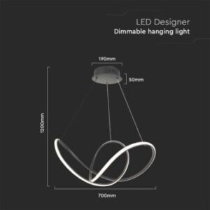 Κρεμαστό φωτιστικό οροφής LED 49W 3000K Mαύρο Χρώματος Dimmable V-TAC – 15340