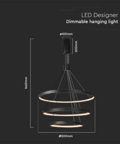 Kρεμαστό φωτιστικό οροφής LED 46W 3000K Mαύρου Χρώματος V-TAC – 15345