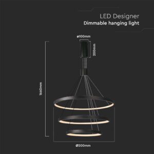 Kρεμαστό φωτιστικό οροφής LED 46W 3000K Mαύρου Χρώματος V-TAC – 15345