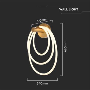 Επιτοίχιο φωτιστικό LED 37W 3000K Xρυσού Χρώματος V-TAC – 15348