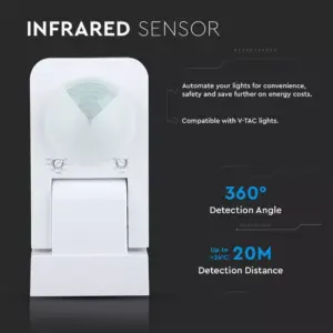 Ανιχνευτής κίνησης/παρουσίας Infrared Max 1000W Λευκός V-TAC – 1500