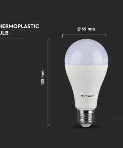 LED Λάμπα E27 A65 15W V-TAC PRO Samsung Chip 200° 1250lm Φυσικό Λευκό 4000K – 160