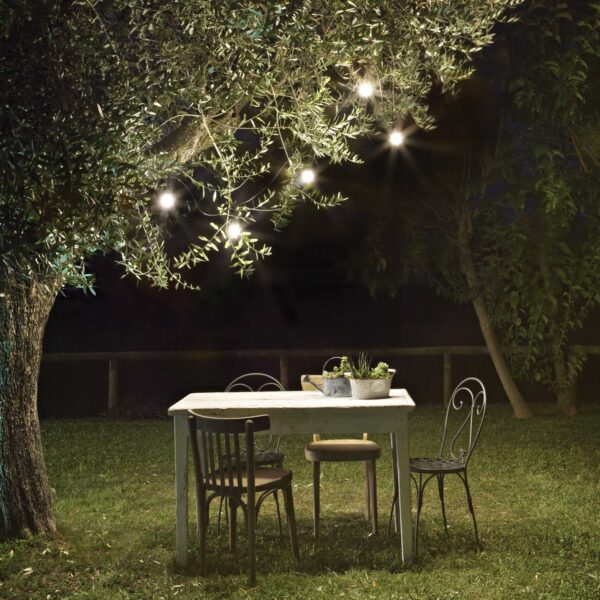 IDEAL LUX Αδιάβροχη Γιρλάντα Καλώδιο 4,04m  FIESTA 5xE27 IP44 Λευκού Χρώματος – 218724