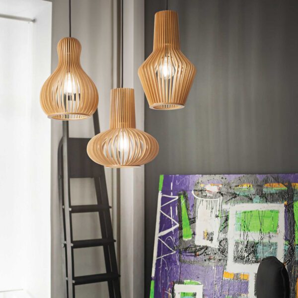 IDEAL LUX Κρεμαστό Φωτιστικό CITRUS-1 1xE27 Χρώματος Ξύλου – 159843