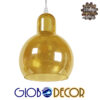 GloboStar® LUNATICA 01315 Μοντέρνο Κρεμαστό Φωτιστικό Οροφής Μονόφωτο 1 x E27 Γυάλινο Μελί Διάφανο Φ18 x Υ23cm
