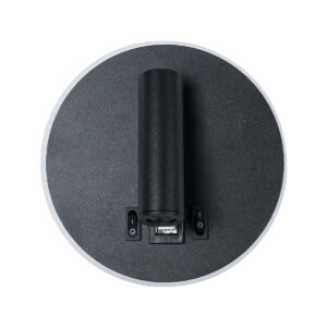 GloboStar® LADY-R 60938 Μοντέρνο Φωτιστικό Τοίχου – Απλίκα Ξενοδοχείου Bed Side LED 6W 600lm 36° & 360° AC 220-240V – Reading Light & Κρυφός Φωτισμός – Φορτιστής USB 3A – Φ15 x Υ7cm – Φυσικό Λευκό 4500K – Μαύρο – 3 Χρόνια Εγγύηση