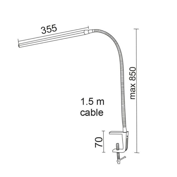 Φωτιστικό Γραφείου LED Αφής 5W με Σφιγκτήρα Λευκό Φυσικό Λευκό 4000K Dimmable ACA DECOR – 16055LEDWHC