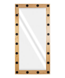 GloboStar® MAKEUP MIRROR-160×80-1 Μοντέρνος Καθρέπτης Μακιγιάζ με Πλαίσιο Φυσικού Ξύλου με Διακόπτη On/Off 20 x E27 AC220-240V – Μ80 x Π7 x Υ160cm – Μπεζ Δρυς