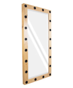 GloboStar® MAKEUP MIRROR-160×80-1 Μοντέρνος Καθρέπτης Μακιγιάζ με Πλαίσιο Φυσικού Ξύλου με Διακόπτη On/Off 20 x E27 AC220-240V – Μ80 x Π7 x Υ160cm – Μπεζ Δρυς