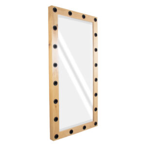 GloboStar® MAKEUP MIRROR-160×80-1 Μοντέρνος Καθρέπτης Μακιγιάζ με Πλαίσιο Φυσικού Ξύλου με Διακόπτη On/Off 20 x E27 AC220-240V – Μ80 x Π7 x Υ160cm – Μπεζ Δρυς