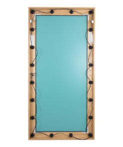 GloboStar® MAKEUP MIRROR-160×80-1 Μοντέρνος Καθρέπτης Μακιγιάζ με Πλαίσιο Φυσικού Ξύλου με Διακόπτη On/Off 20 x E27 AC220-240V – Μ80 x Π7 x Υ160cm – Μπεζ Δρυς
