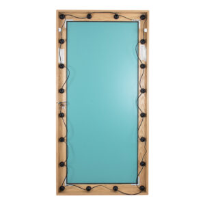 GloboStar® MAKEUP MIRROR-160×80-1 Μοντέρνος Καθρέπτης Μακιγιάζ με Πλαίσιο Φυσικού Ξύλου με Διακόπτη On/Off 20 x E27 AC220-240V – Μ80 x Π7 x Υ160cm – Μπεζ Δρυς