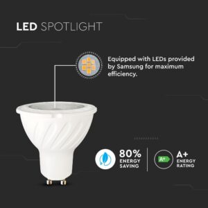 LED Spot Λάμπα GU10 7W V-TAC PRO Samsung Chip 38° 480lm Φυσικό 4000Κ – 166