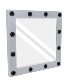 GloboStar® MAKEUP MIRROR-80×80-3 Μοντέρνος Καθρέπτης Μακιγιάζ με Πλαίσιο Φυσικού Ξύλου με Διακόπτη On/Off 12 x E27 AC220-240V – Μ80 x Π7 x Υ80cm – Γκρι Τσιμέντου