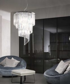IDEAL LUX Κρεμαστό Φωτιστικό Οροφής CARLTON 12xE14 Χρώματος Χρωμίου – 166247